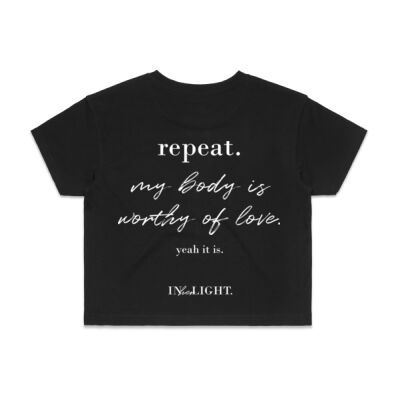 Project Worthy/Affirmation Crop Tee (White Text) Thumbnail